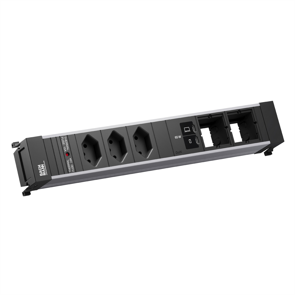 BACHMANN POWER FRAME L 3xCH 0°, 1xUSB C/C 65W 2xCM L=0,2m Einbau-Anschlussfelder POWER FRAME