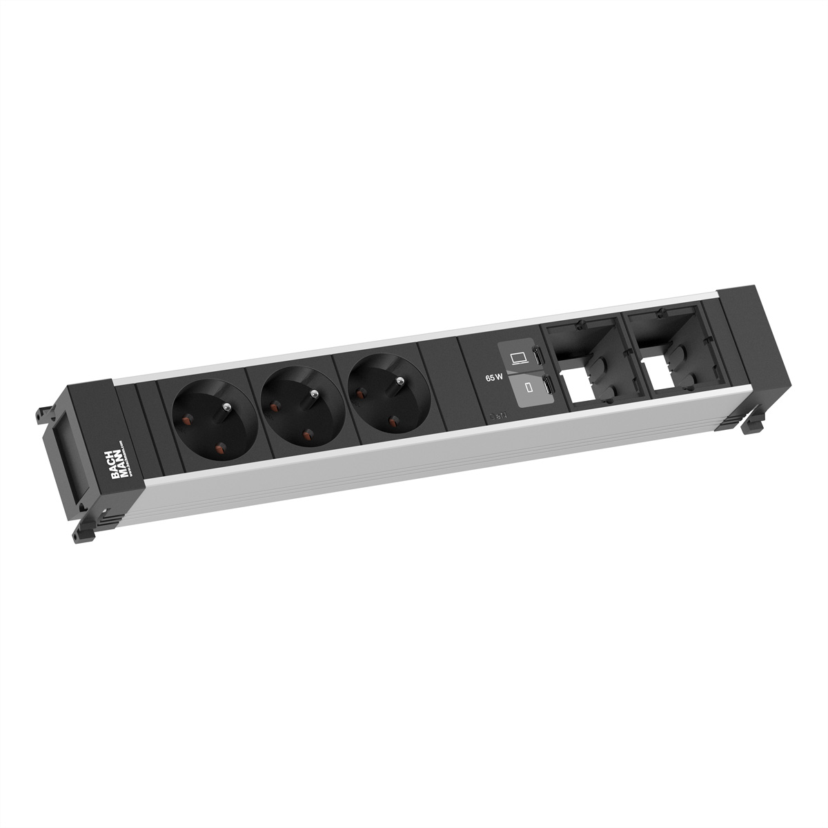 BACHMANN POWER FRAME L 3xUTE, 1xUSB C/C 65W 2xCM L=0,2m Einbau-Anschlussfelder POWER FRAME