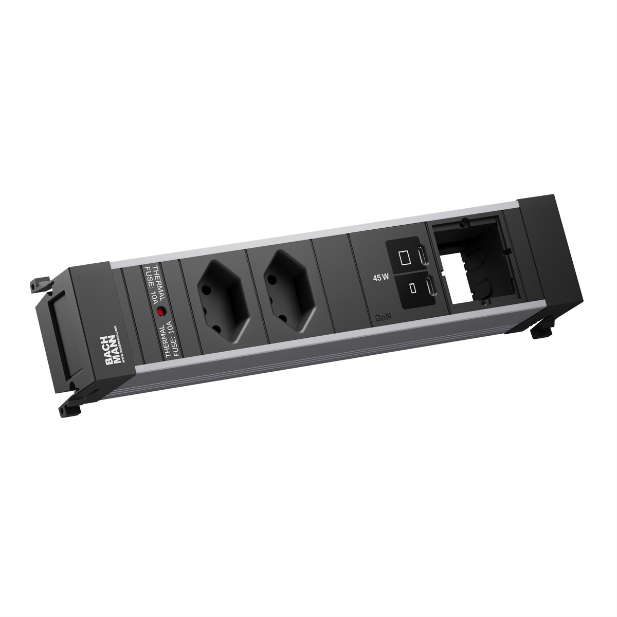 BACHMANN POWER FRAME M 2xCH 0°, 1xUSB C/C 45W 1xCM L=0,2m Einbau-Anschlussfelder POWER FRAME