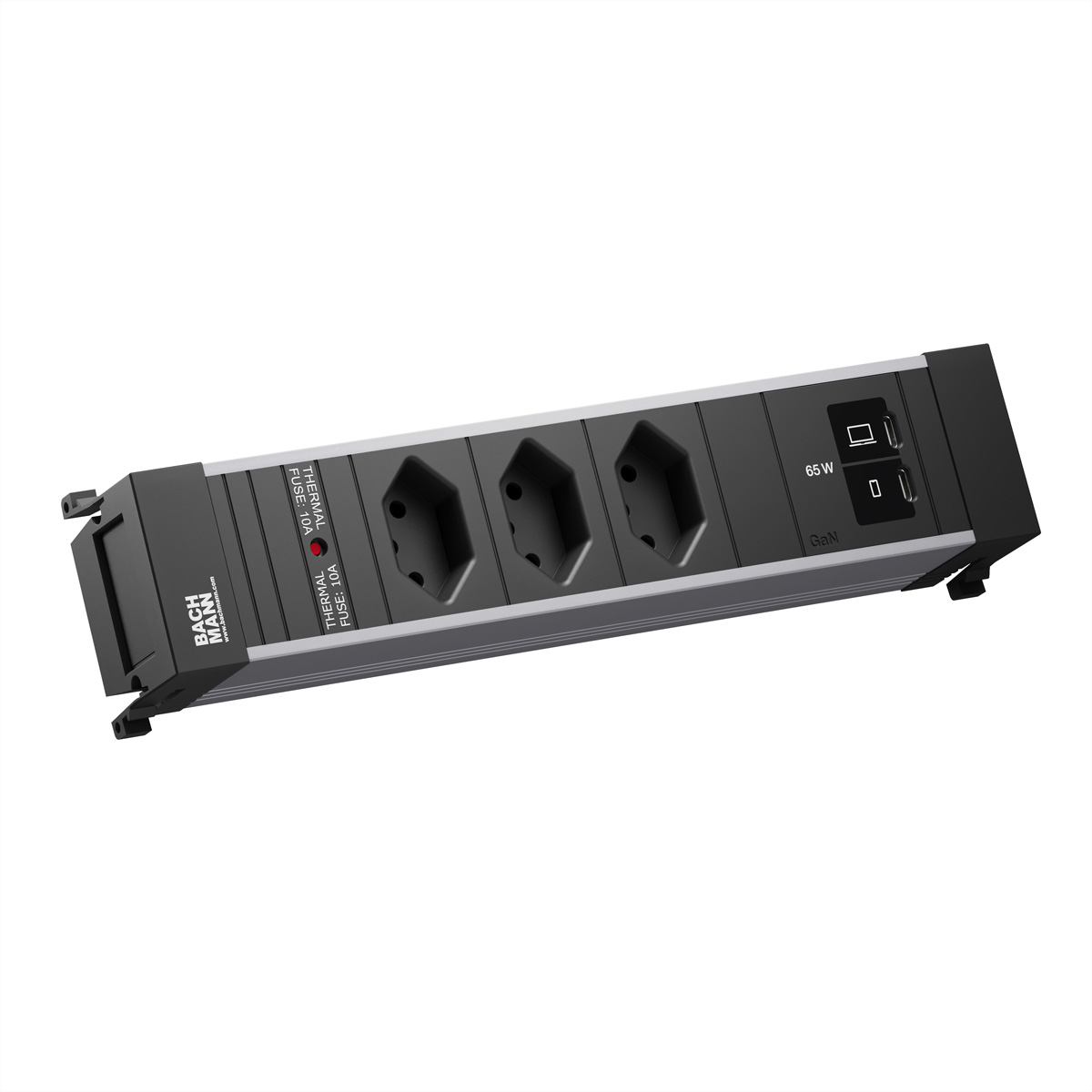 BACHMANN POWER FRAME M 3xCH 0°, 1xUSB C/C 65W L=0,2m Einbau-Anschlussfelder POWER FRAME