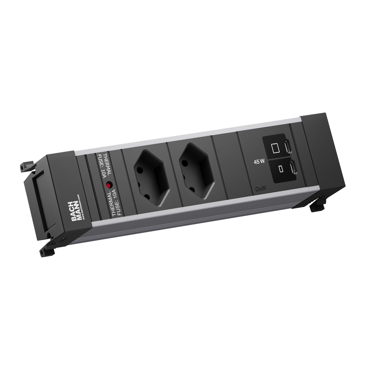 BACHMANN POWER FRAME S 2xCH 0°, 1xUSB C/C 45W L=0,2m Einbau-Anschlussfelder POWER FRAME