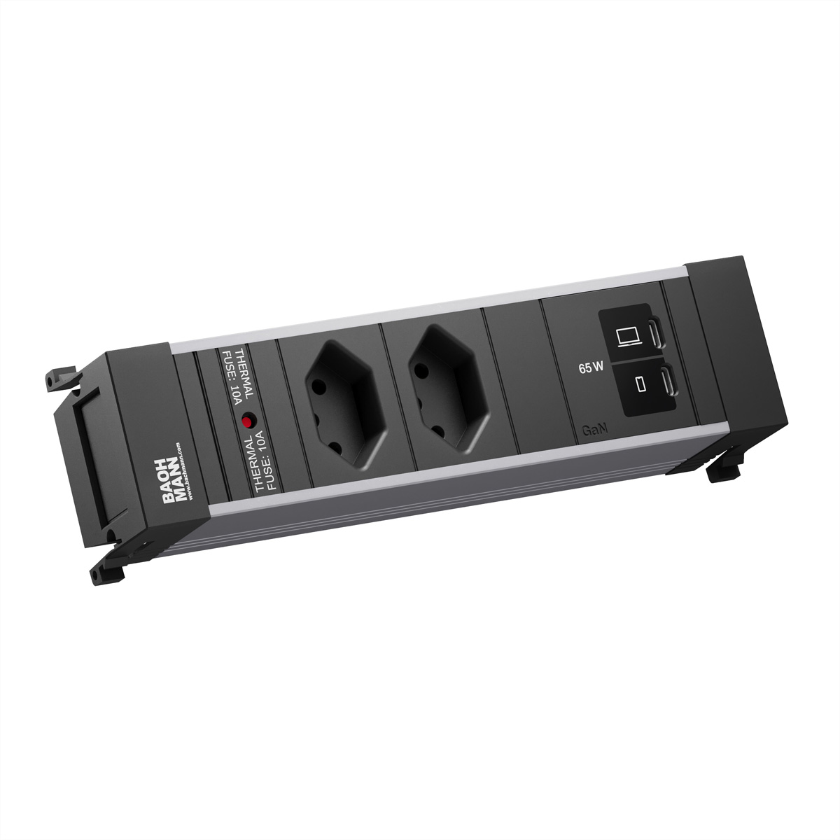 BACHMANN POWER FRAME S 2xCH 0°, 1xUSB C/C 65W L=0,2m Einbau-Anschlussfelder POWER FRAME