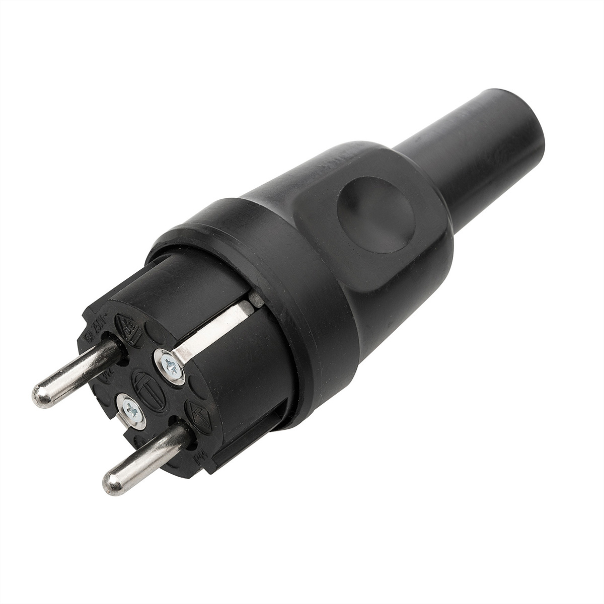 BACHMANN Schwerer Schutzkontaktstecker, Vollgummi schwarz