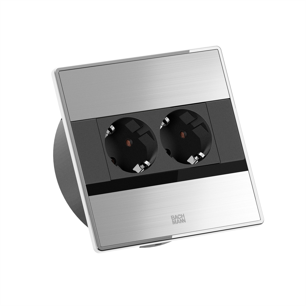 BACHMANN SENSE Edelstahl-Optik 2xCEE7/3, L=2,0m AEH