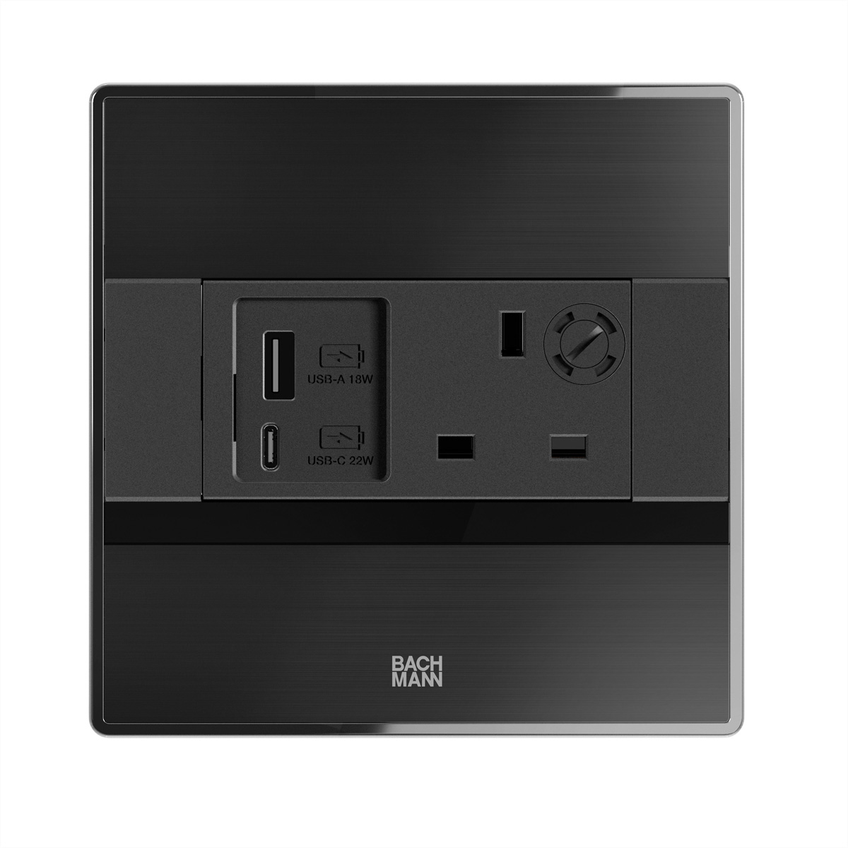 BACHMANN SENSE schwarz 1x UK, 1x USB A/C L=2,0m UK13A