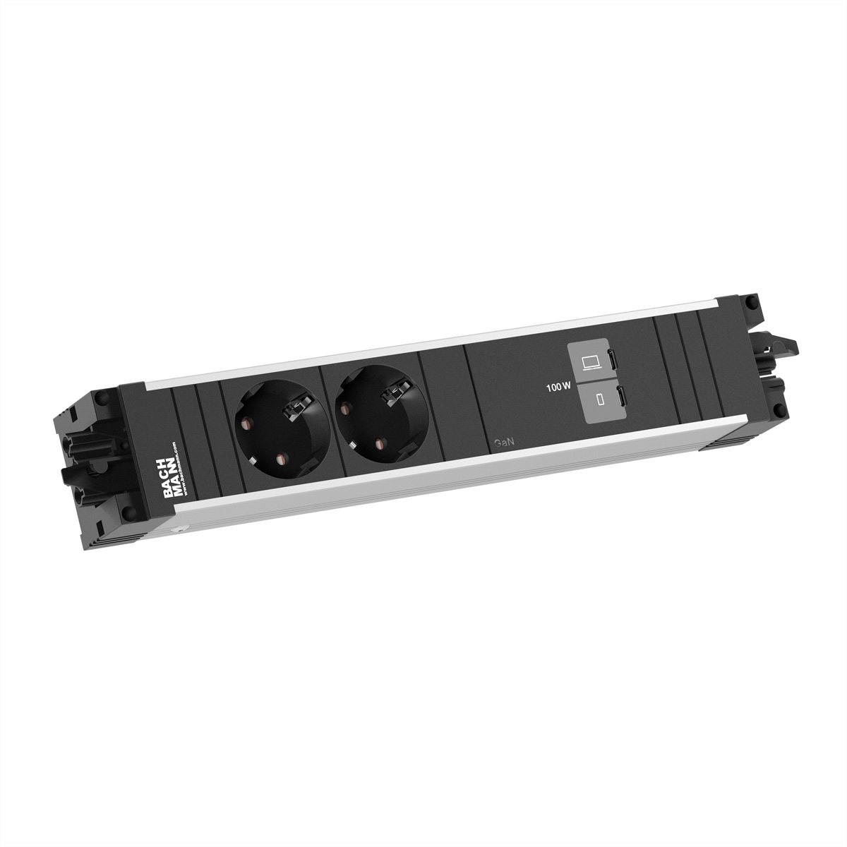 BACHMANN STEP ALU 2xCEE7/3, 1xUSB C/C 100W STEP Steckdoseneinheit
