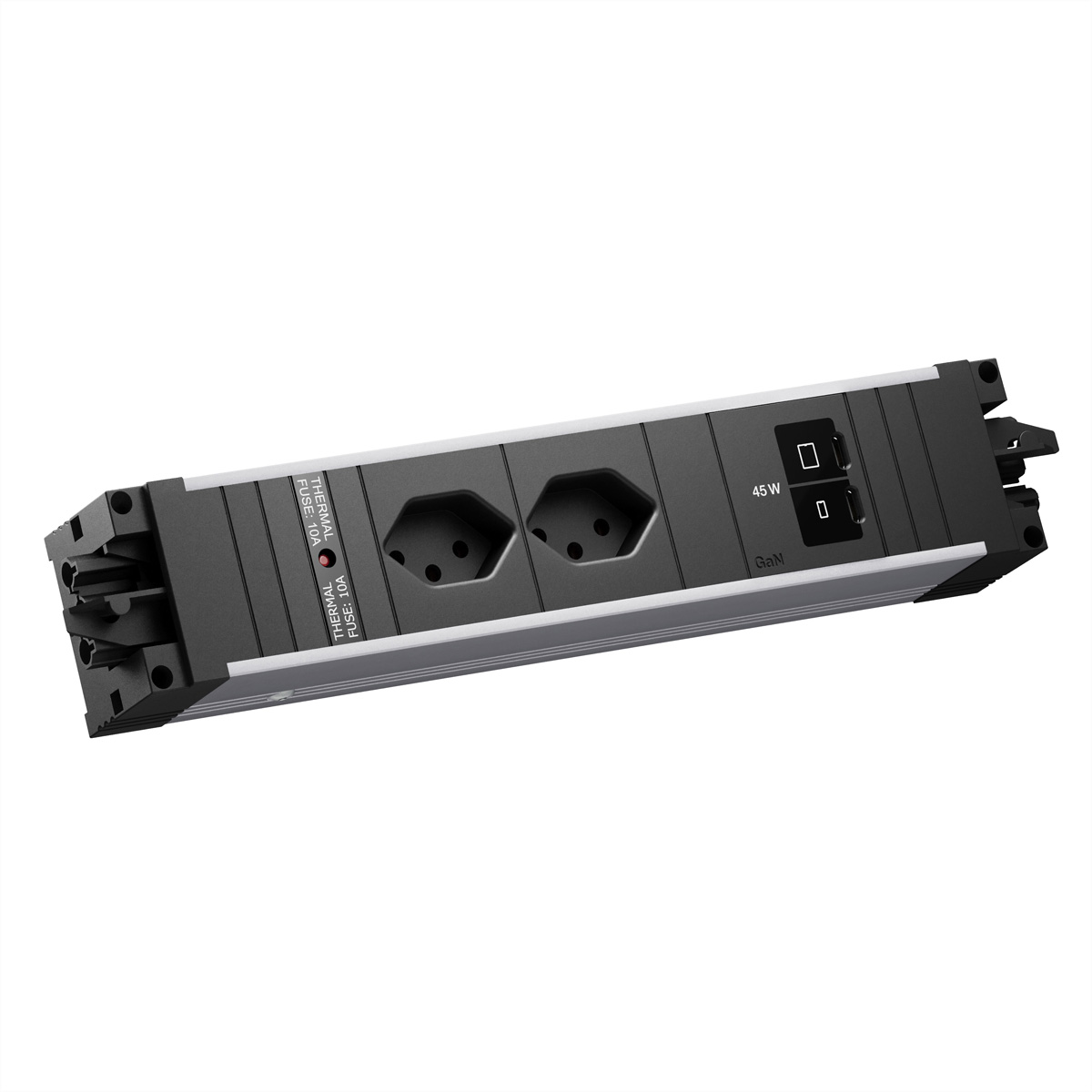 BACHMANN STEP ALU 2xCH 90°, 1xUSB C/C 45W STEP Steckdoseneinheit