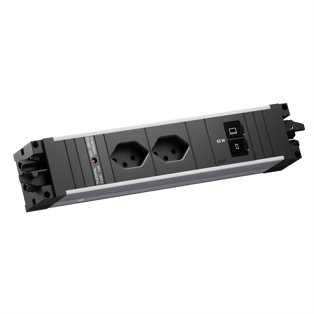 BACHMANN STEP ALU 2xCH 90°, 1xUSB C/C 65W STEP Steckdoseneinheit