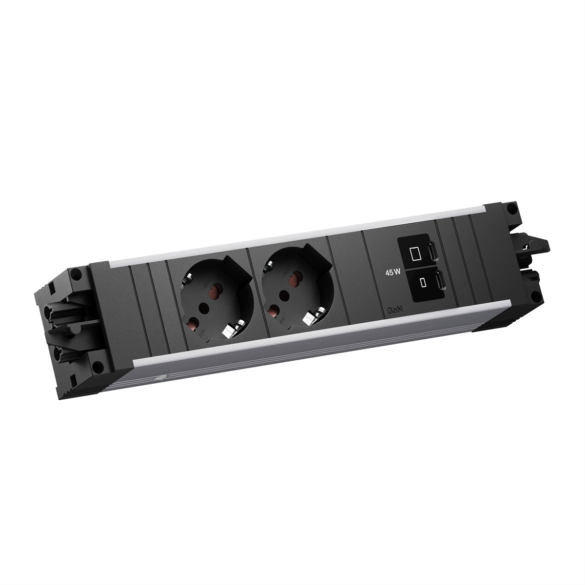BACHMANN STEP ALU 2xP40, 1xUSB C/C 45W STEP Steckdoseneinheit