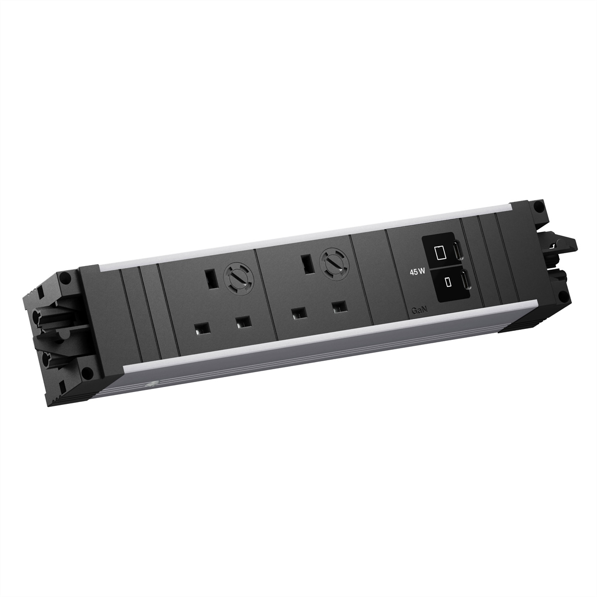 BACHMANN STEP ALU 2xUK, 1xUSB C/C 45W STEP Steckdoseneinheit