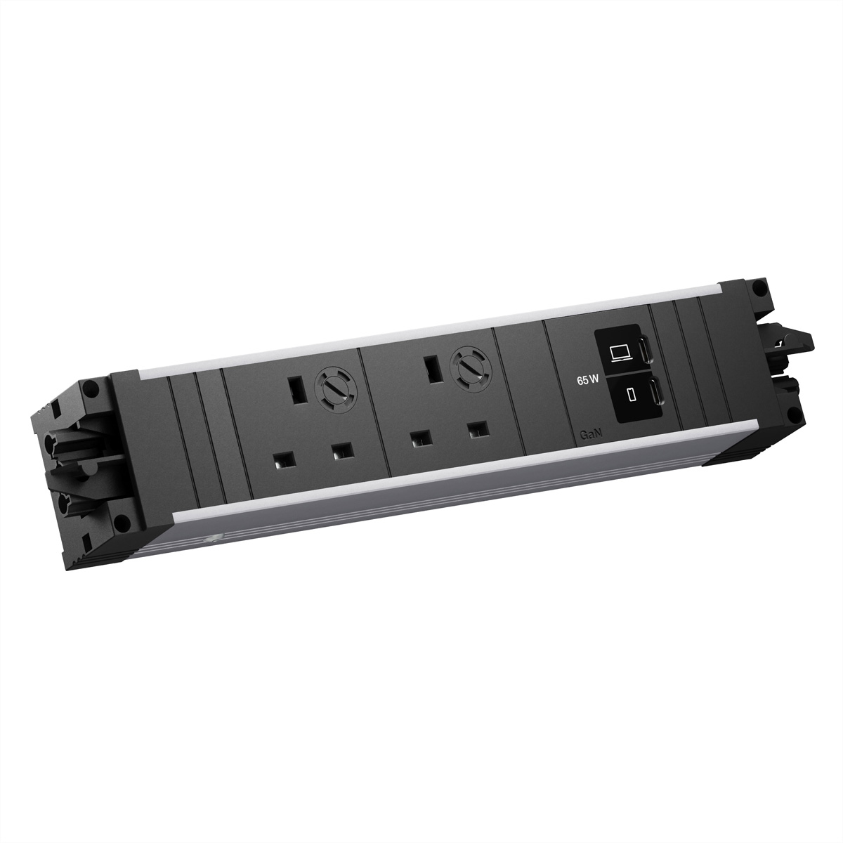 BACHMANN STEP ALU 2xUK, 1xUSB C/C 65W STEP Steckdoseneinheit