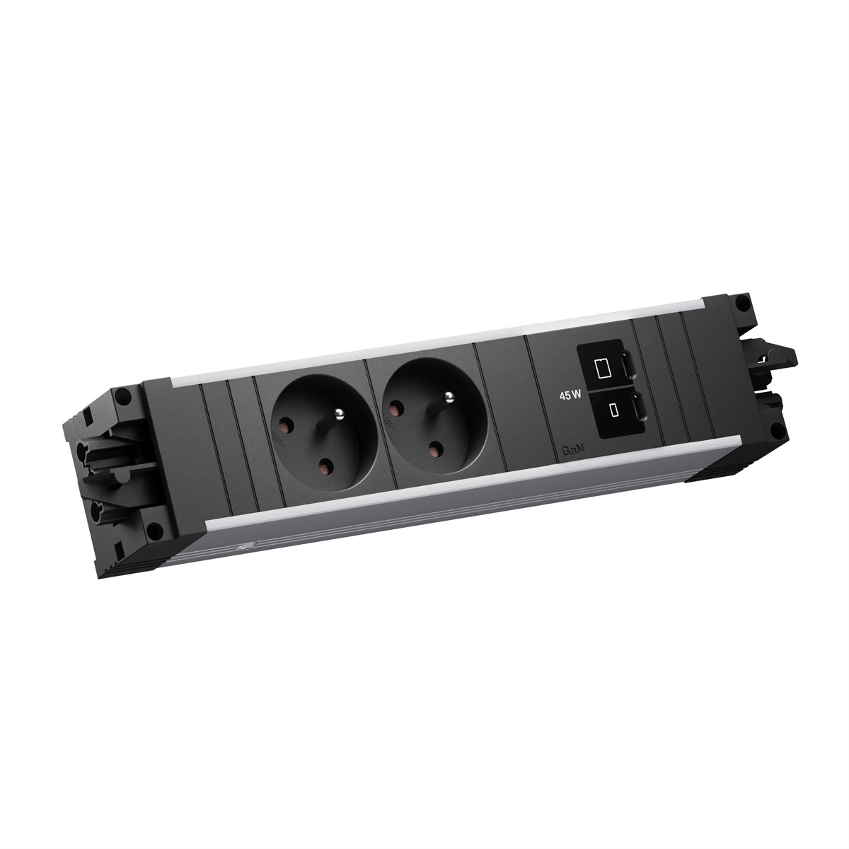 BACHMANN STEP ALU 2xUTE, 1xUSB C/C 45W STEP Steckdoseneinheit
