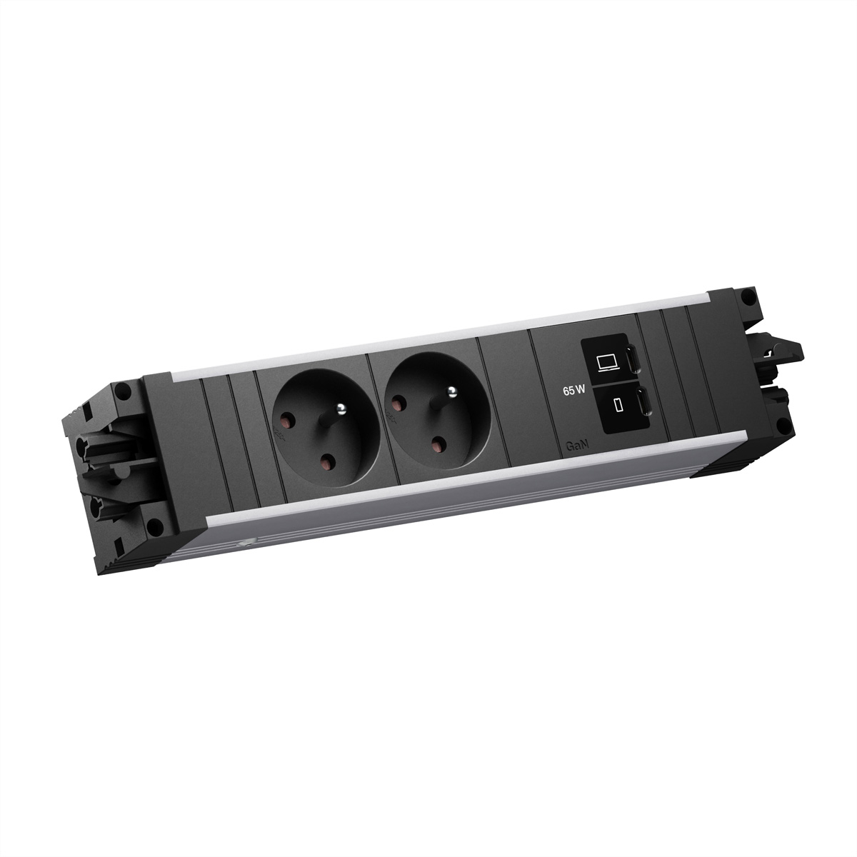 BACHMANN STEP ALU 2xUTE, 1xUSB C/C 65W STEP Steckdoseneinheit
