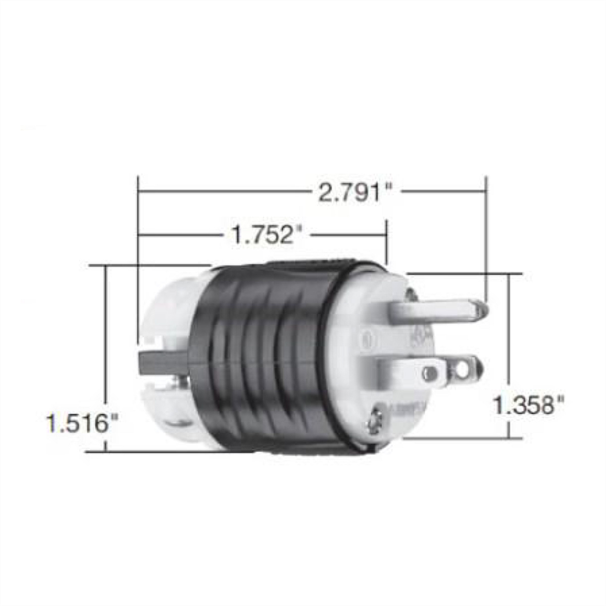 BACHMANN USA-Stecker, 2-polig, 3-adrig, 15A/125V, schwarz Montagestecker