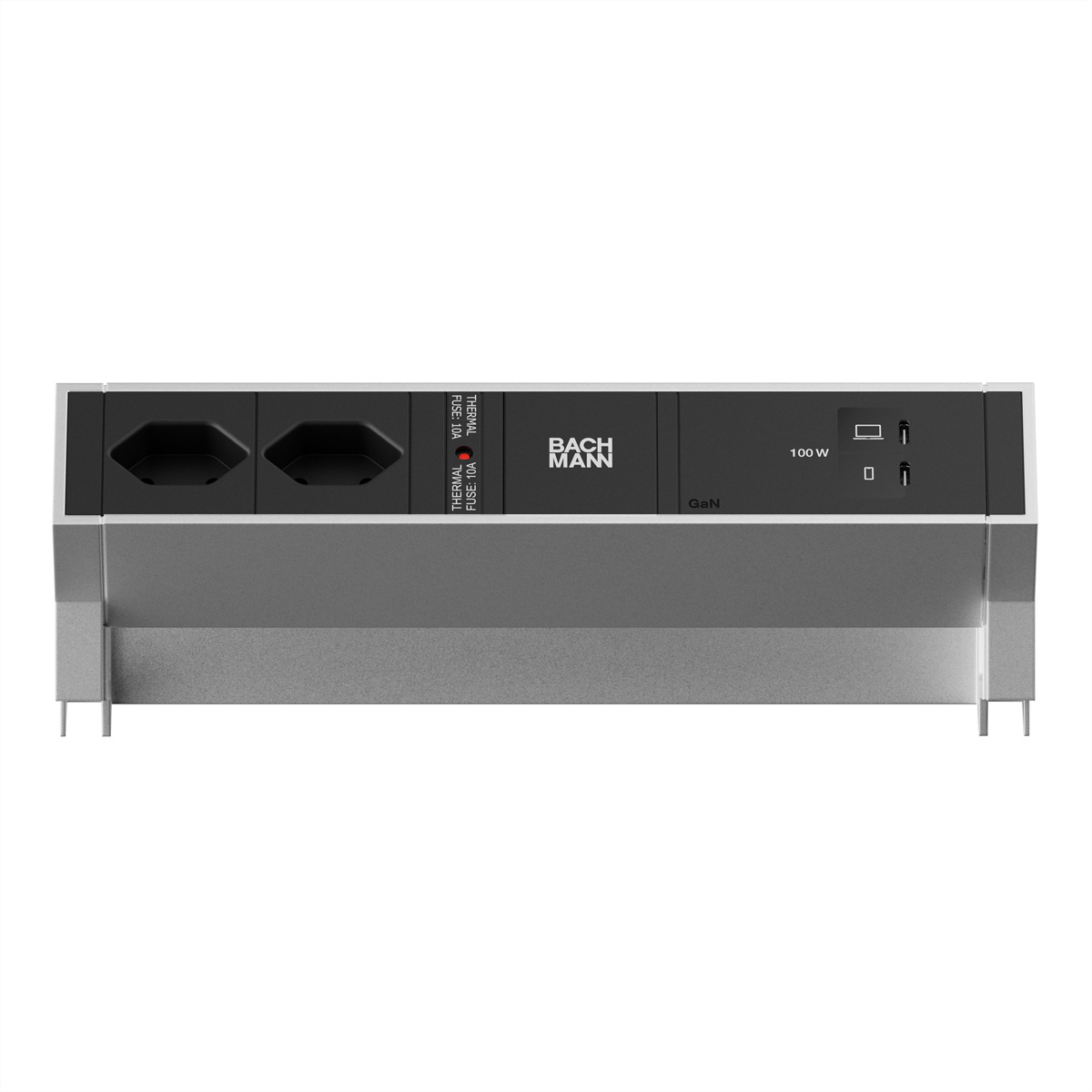 BACHMANN DESK2 2xCH 90° 1xUSB C/C 100W, L=0,2m INOX