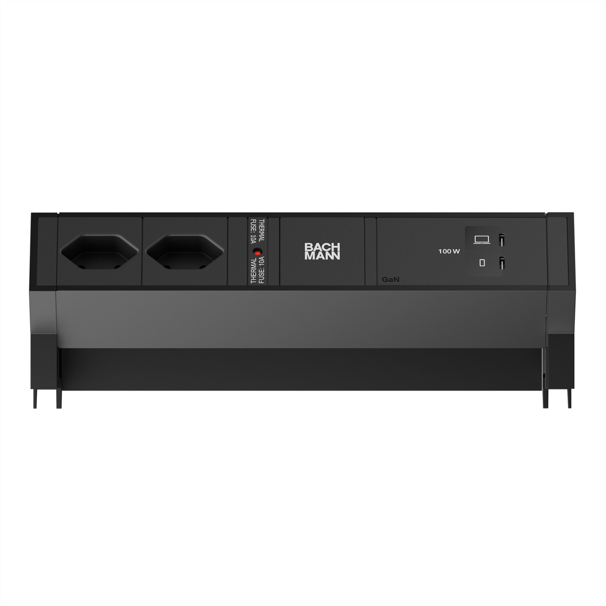 BACHMANN DESK2 2xCH 90° 1xUSB C/C 100W, L=0,2m RAL9005