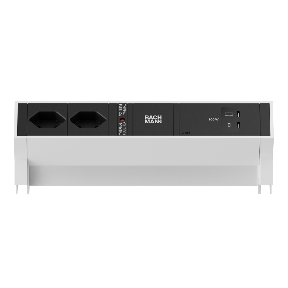 BACHMANN DESK2 2xCH 90° 1xUSB C/C 100W, L=0,2m RAL9010