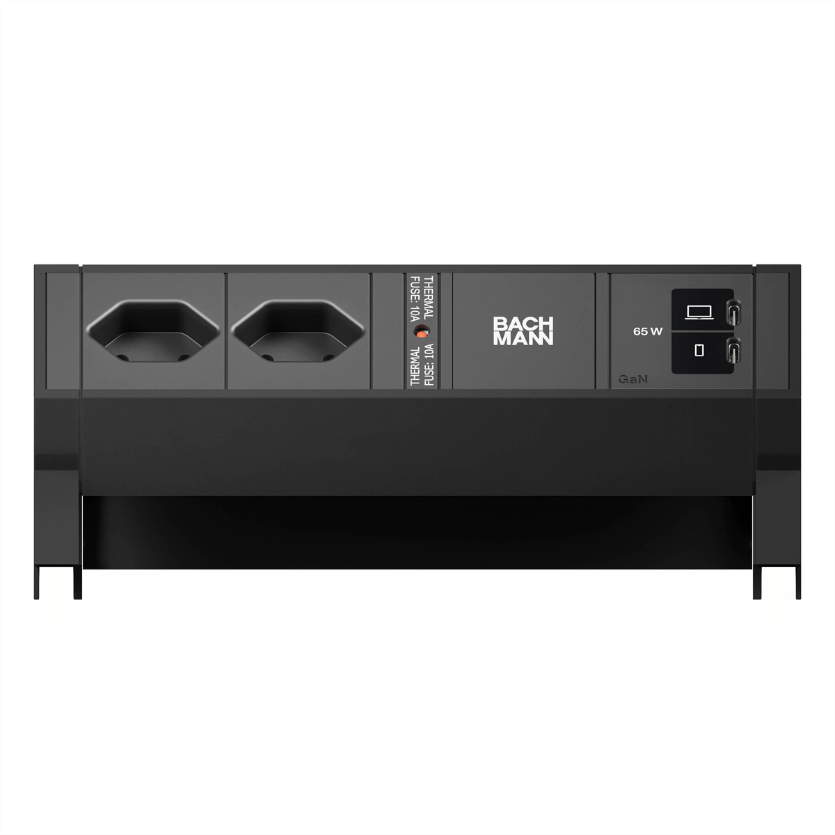 BACHMANN DESK2 2xCH 90° 1xUSB C/C 65W, L=0,2m RAL9005
