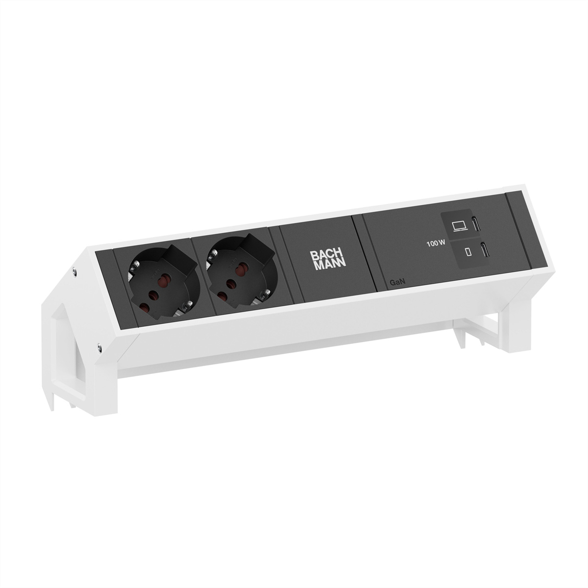 BACHMANN DESK2 2xP40 1xUSB C/C 100W, L=0,2m RAL9010 Aufbau-Anschlussfelder DESK2