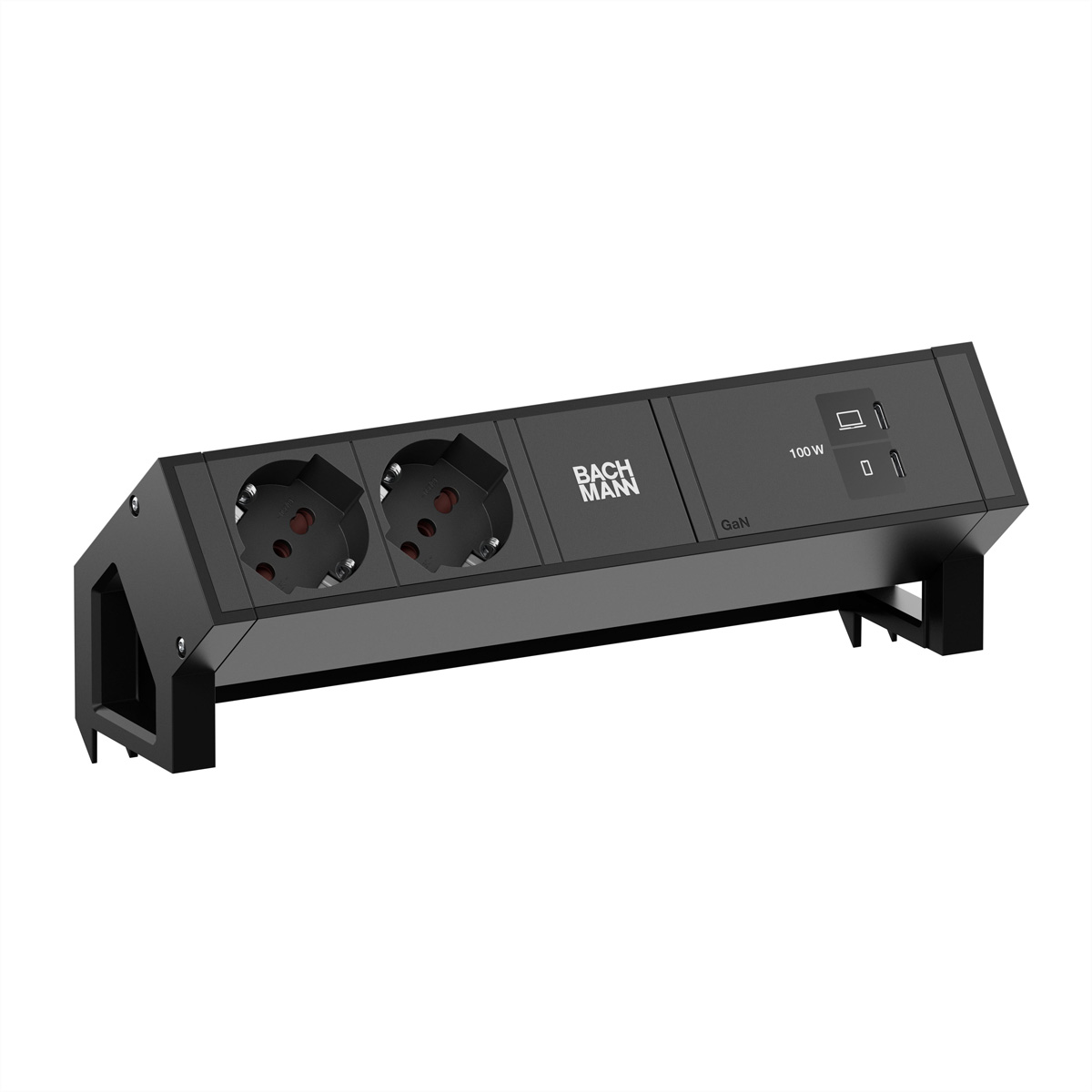 BACHMANN DESK2 2xP40 1xUSB C/C 100W, L=0,2m RAL9005 Aufbau-Anschlussfelder DESK2