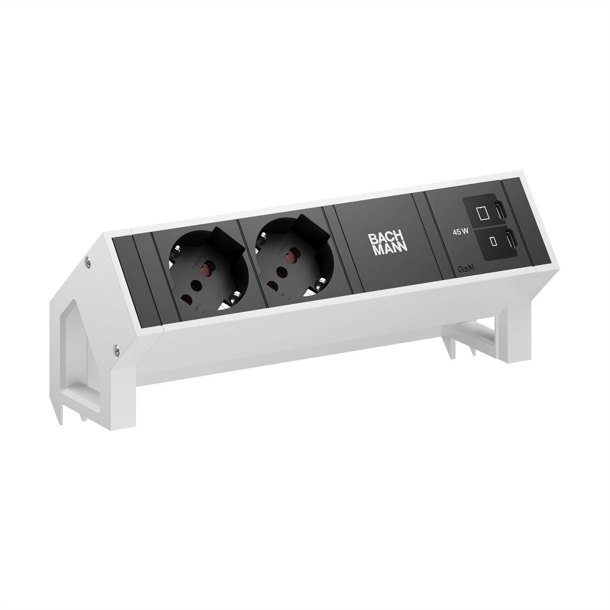 BACHMANN DESK2 2xP40 1xUSB C/C 45W, L=0,2m RAL9010 Aufbau-Anschlussfelder DESK2