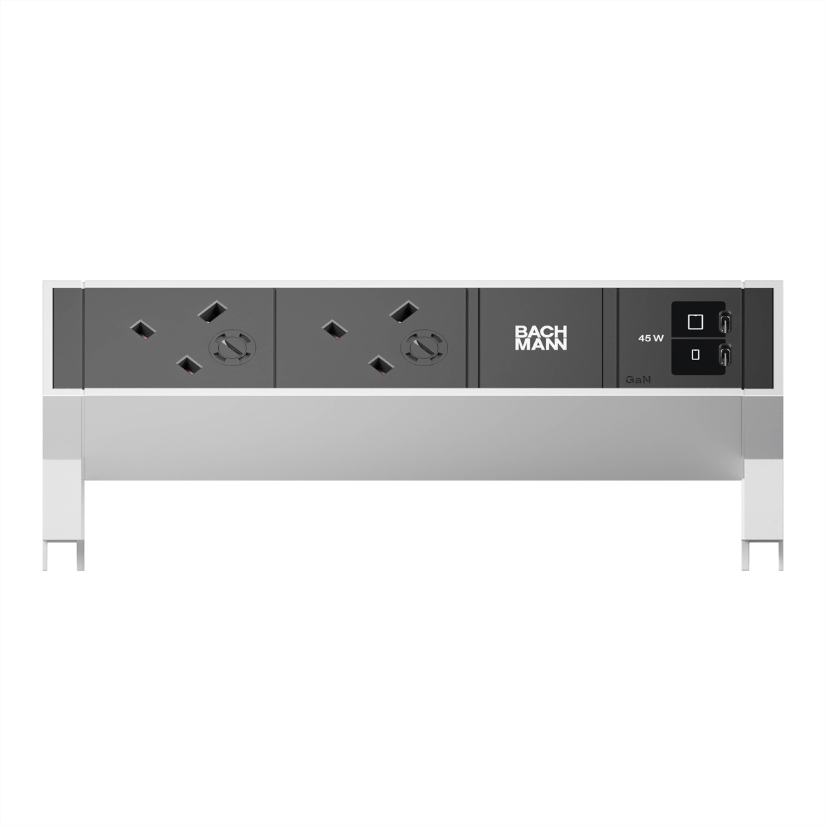 BACHMANN DESK2 2xUK 1xUSB C/C 45W, L=0,2m INOX