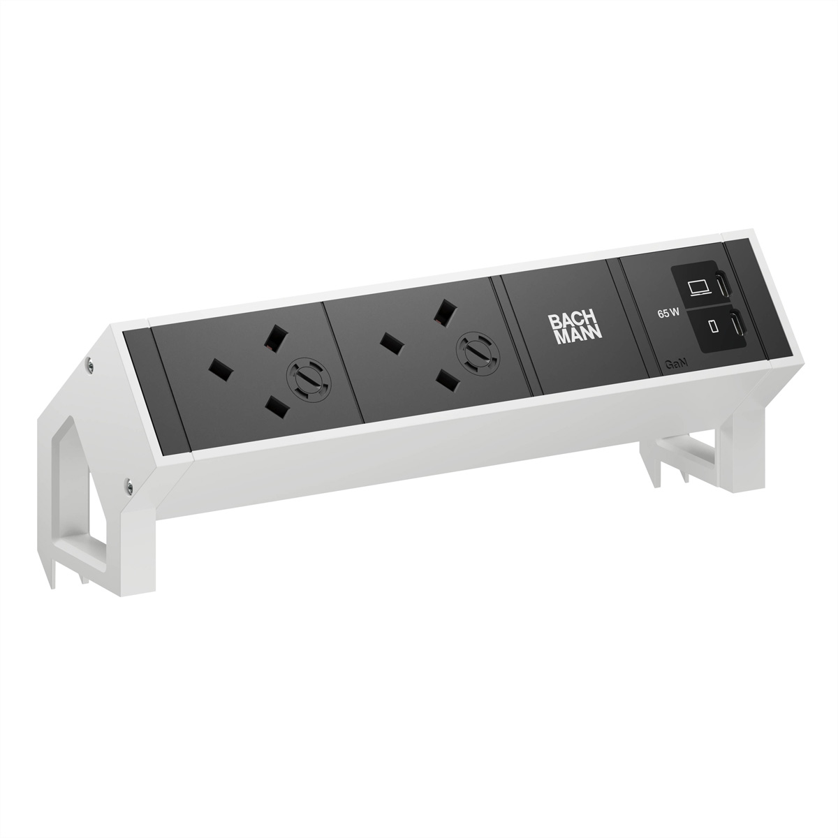 BACHMANN DESK2 2xUK 1xUSB C/C 65W, L=0,2m RAL9010 Aufbau-Anschlussfelder DESK2