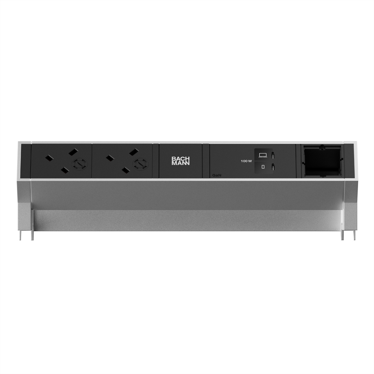 BACHMANN DESK2 2xUK 45° 3,15A, 1xUSB C/C 100W 1xCM L=0,2m INOX