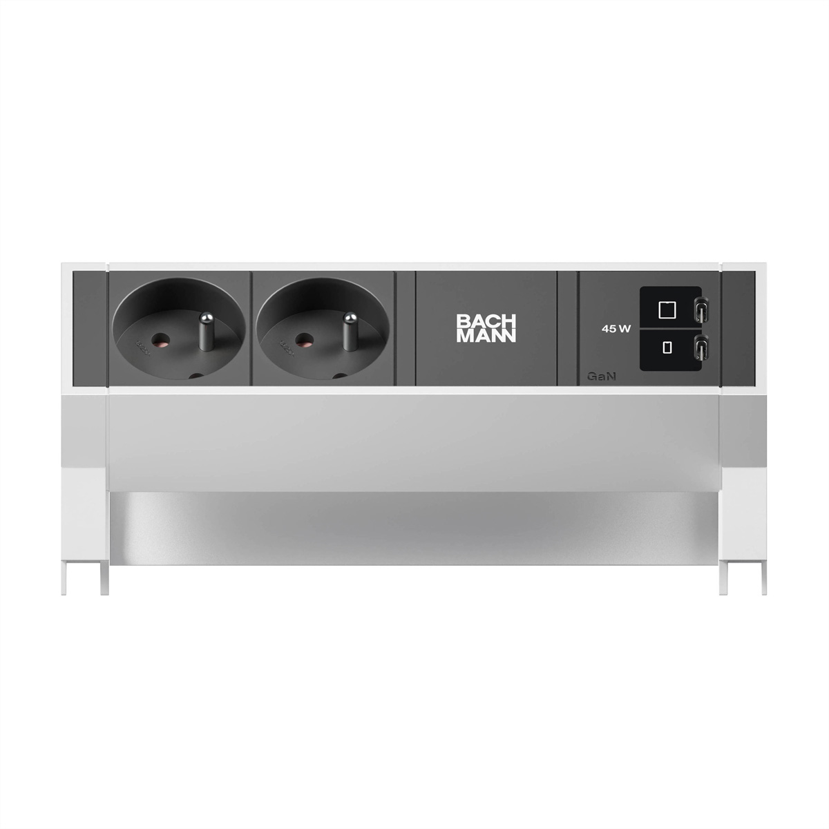 BACHMANN DESK2 2xUTE 1xUSB C/C 45W, L=0,2m INOX