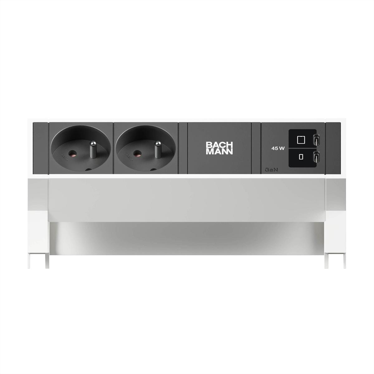 BACHMANN DESK2 2xUTE 1xUSB C/C 45W, L=0,2m RAL9010