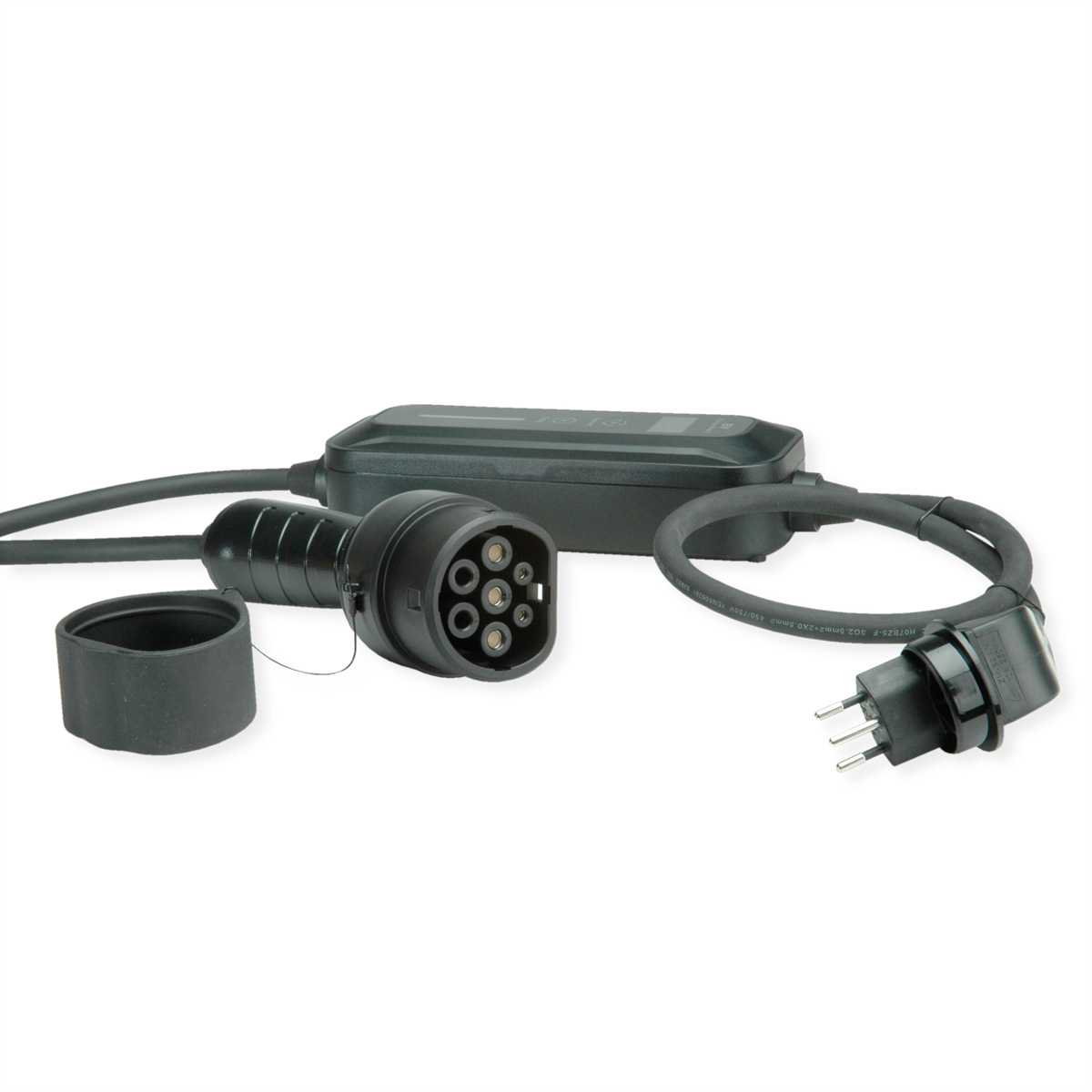 ROLINE Tragbares E-Auto Ladegerät, T12 (CH, Typ J) &, Typ2 Stecker, 1-phasig, Mode 2, 10 A, 2,3 kW, 3 m