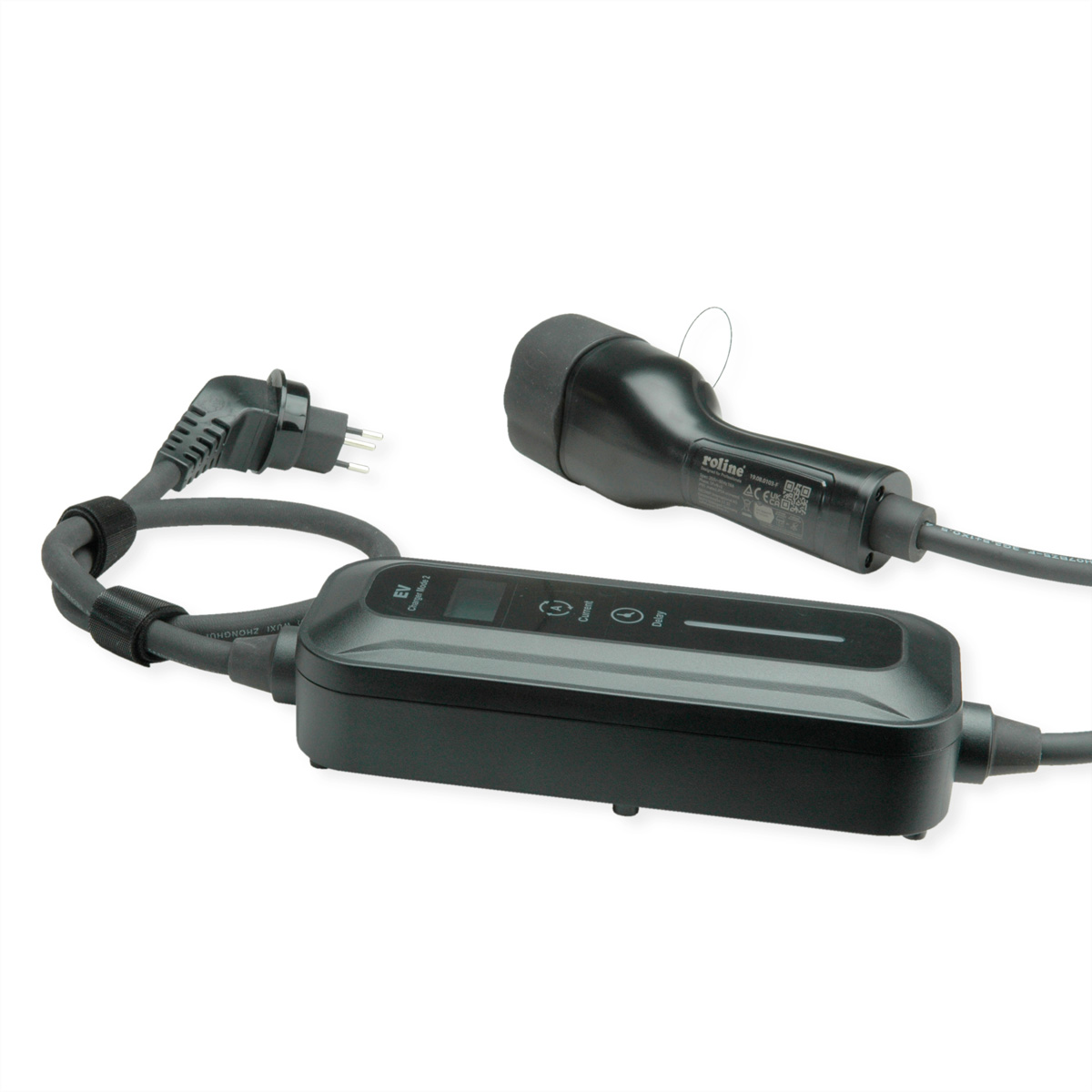 ROLINE Tragbares E-Auto Ladegerät, T12 (CH, Typ J) &, Typ2 Stecker, 1-phasig, Mode 2, 10 A, 2,3 kW, 5 m