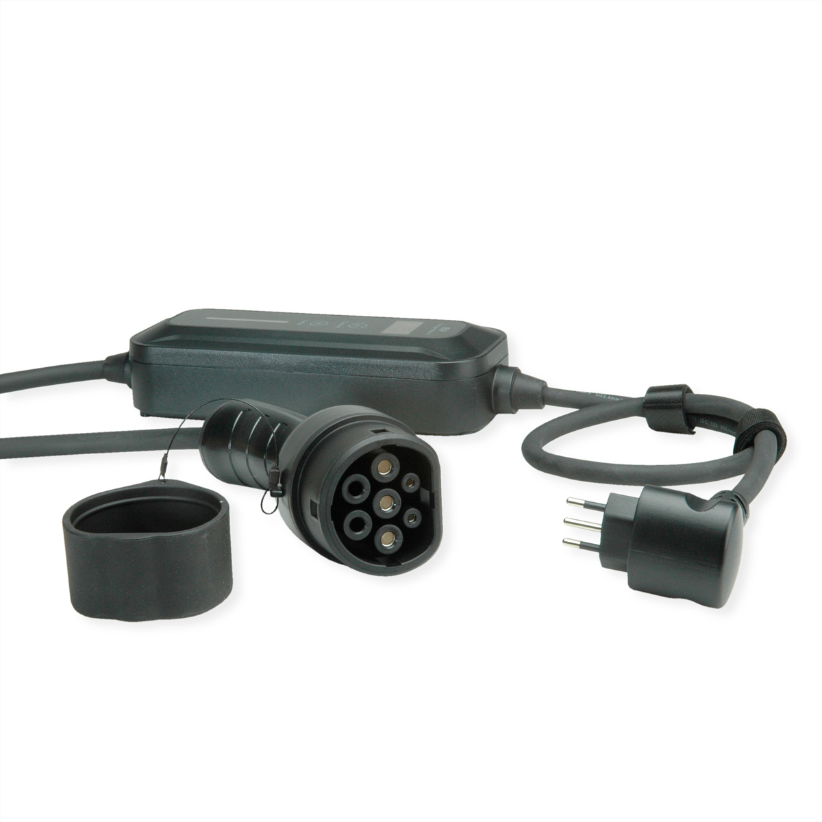 ROLINE Tragbares E-Auto Ladegerät, CEI23-50 (IT, Typ-L) &amp, Typ2 Stecker, 1-phasig, Mode 2, 16 A, 3,6 kW, 3 m