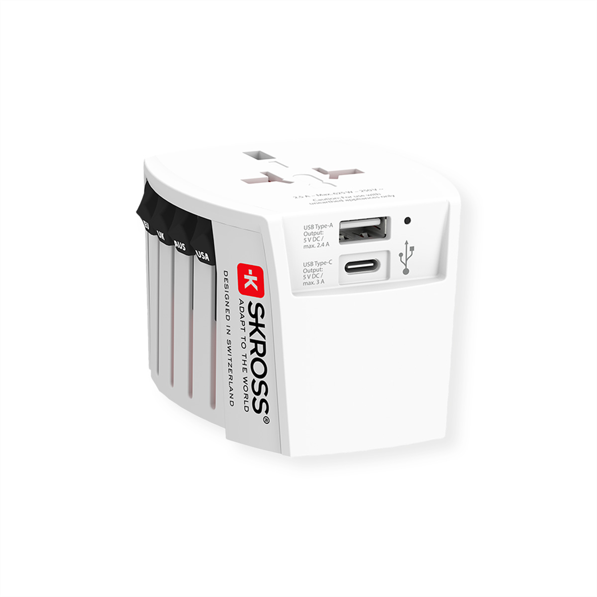 Skross MUV USB A/C Reiseadapter mit USB, Weltweit