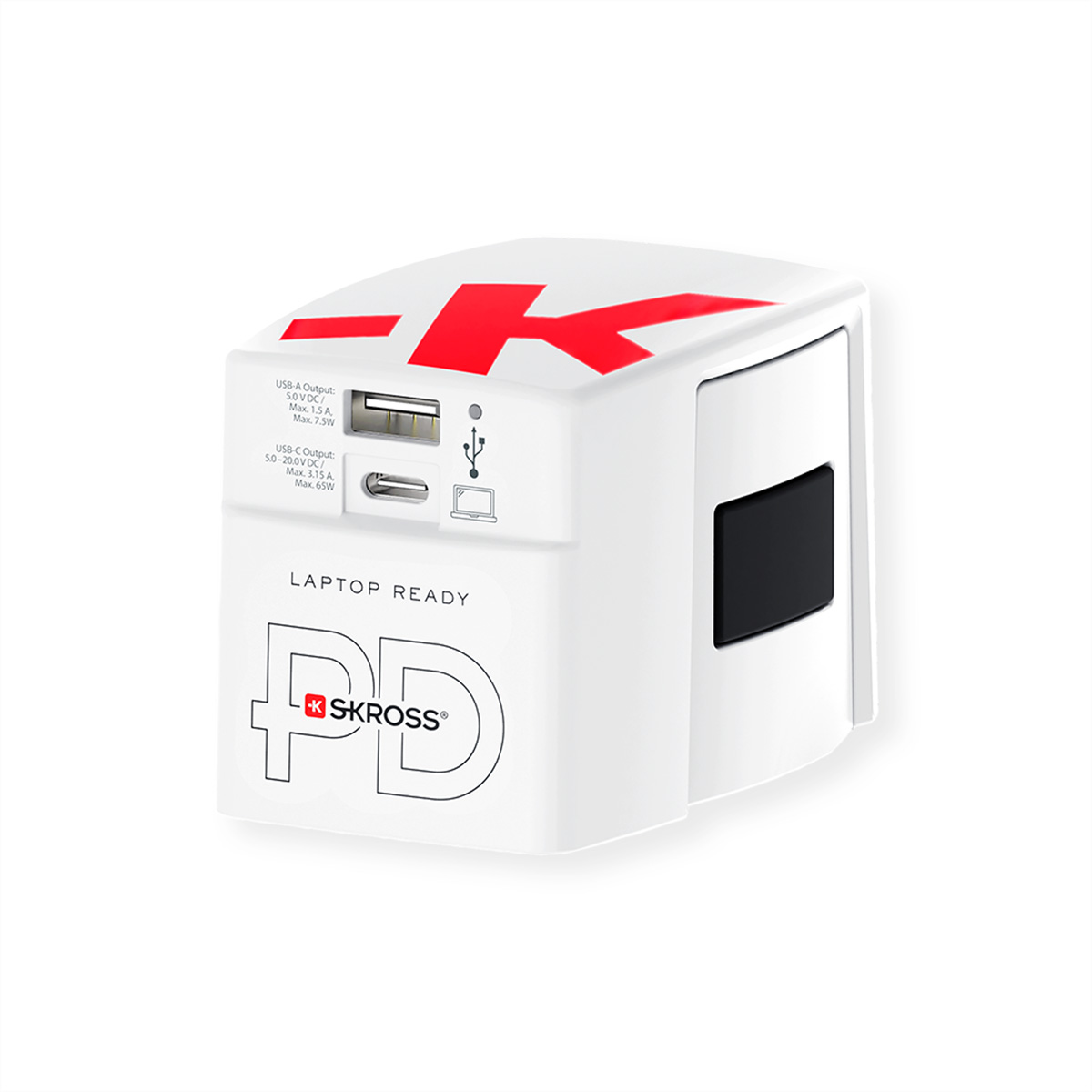 Skross World USB Charger A/C 65PD mit USB-C Kabel, Weltweit Skross World USB Charger A/C 65PD mit USB-C Kabel, Weltweit