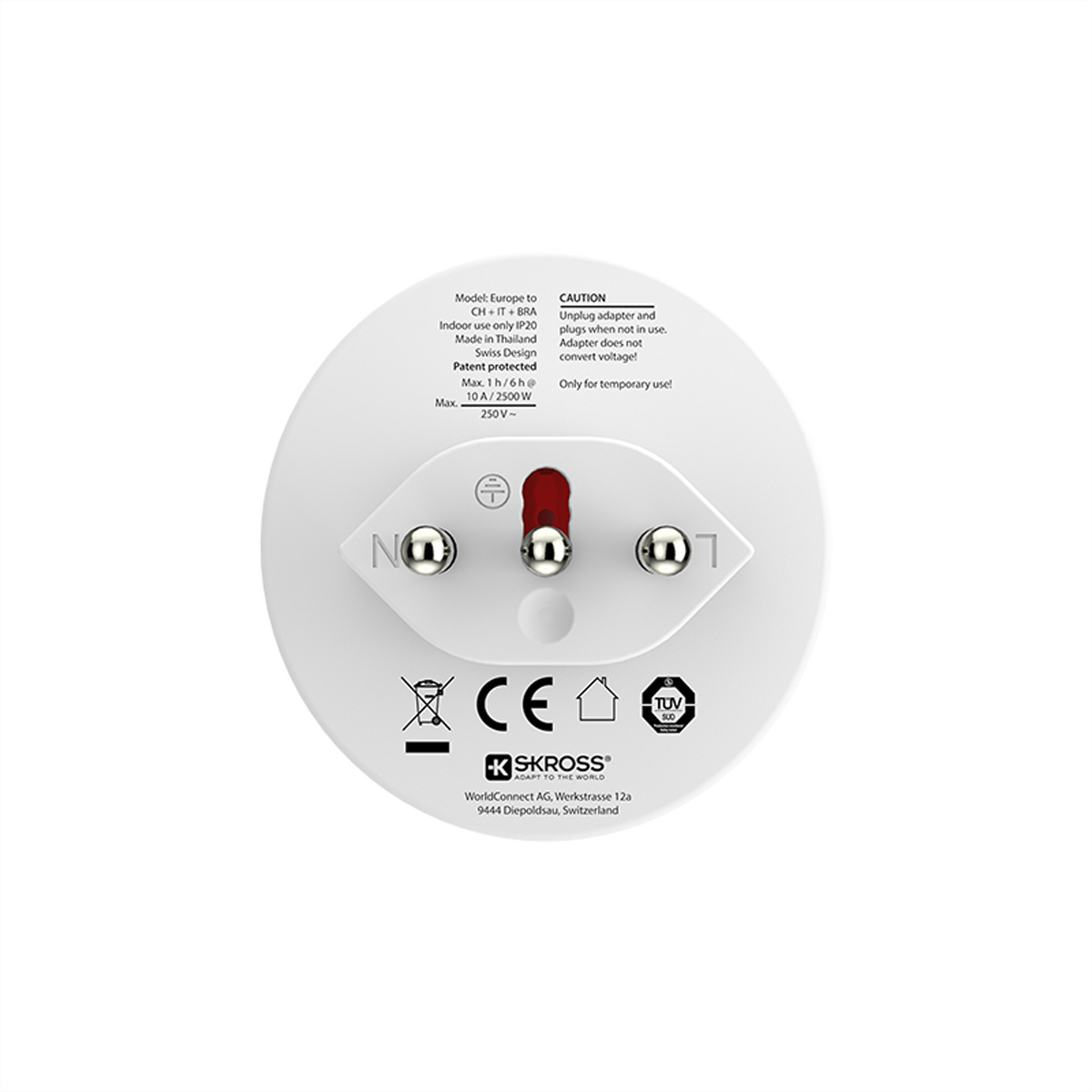 Skross Europe to Switzerland + Italy + Brazil Reiseadapter