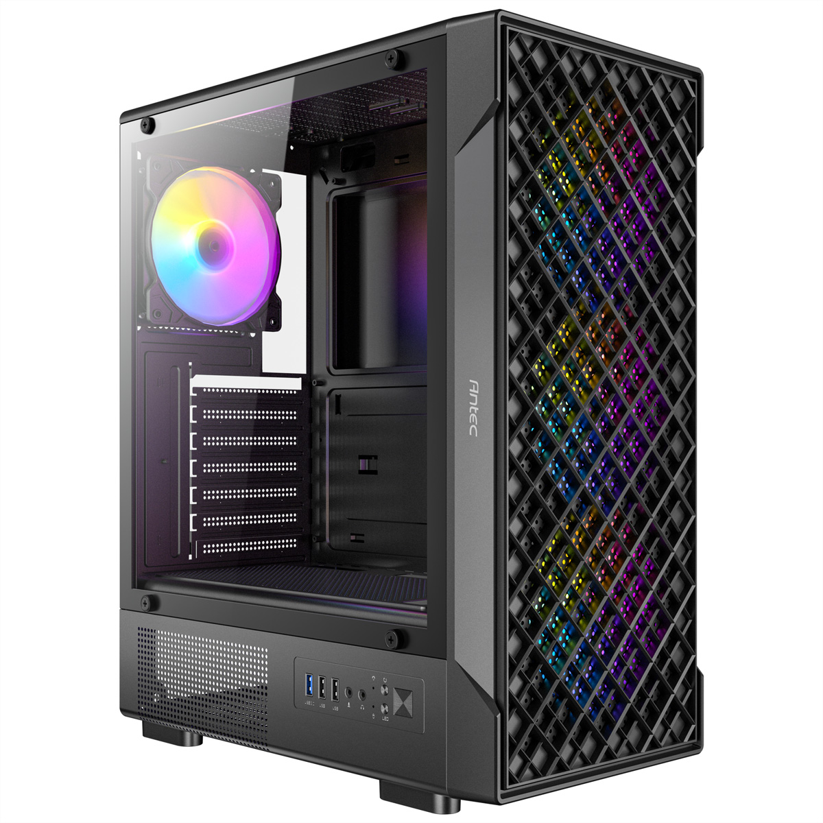 ANTEC VX-320 ARGB ATX, Micro-ATX, ITX Mid Tower Gaming PC Gehäuse, schwarz ATX/mATX Midi-Tower