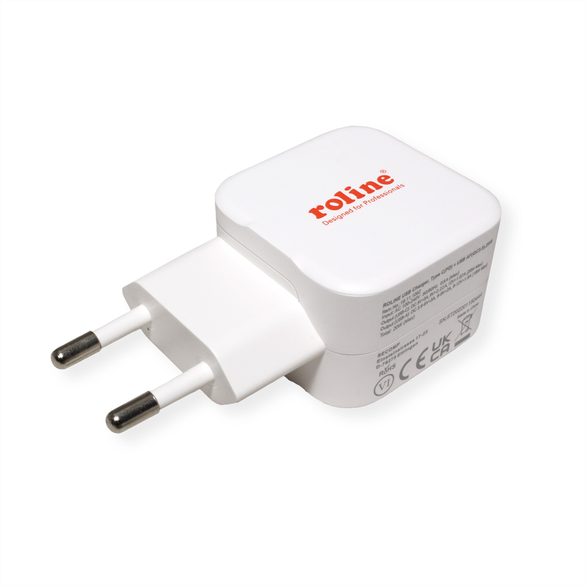 ROLINE USB Charger mit Euro-Stecker, 2 Port (Typ-A Typ-C  (BILD2)