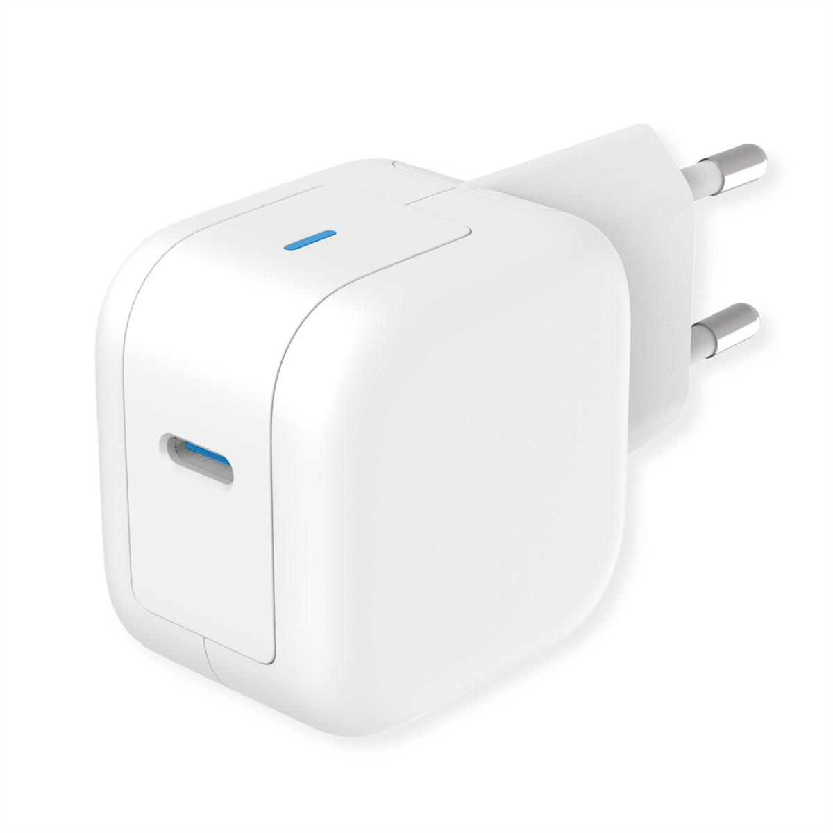 ROLINE USB Charger mit Euro-Stecker, 1 Port Typ-C, GaN, 20W