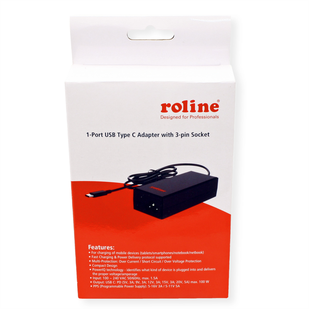 ROLINE USB Charger mit C5/C6 Anschluss, 1x USB-C, 100 W