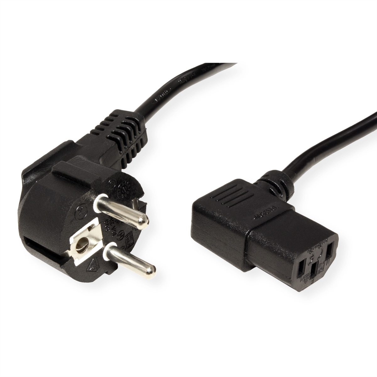 STANDARD Netzkabel, abgewinkelte IEC-Buchse, schwarz, 1,8 m