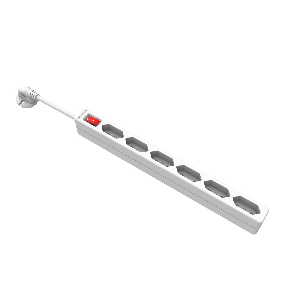 VALUE 6-fach Euro-Steckdosenleiste, mit Schalter, Konturenstecker, weiß, 2 m Steckdosenleiste
