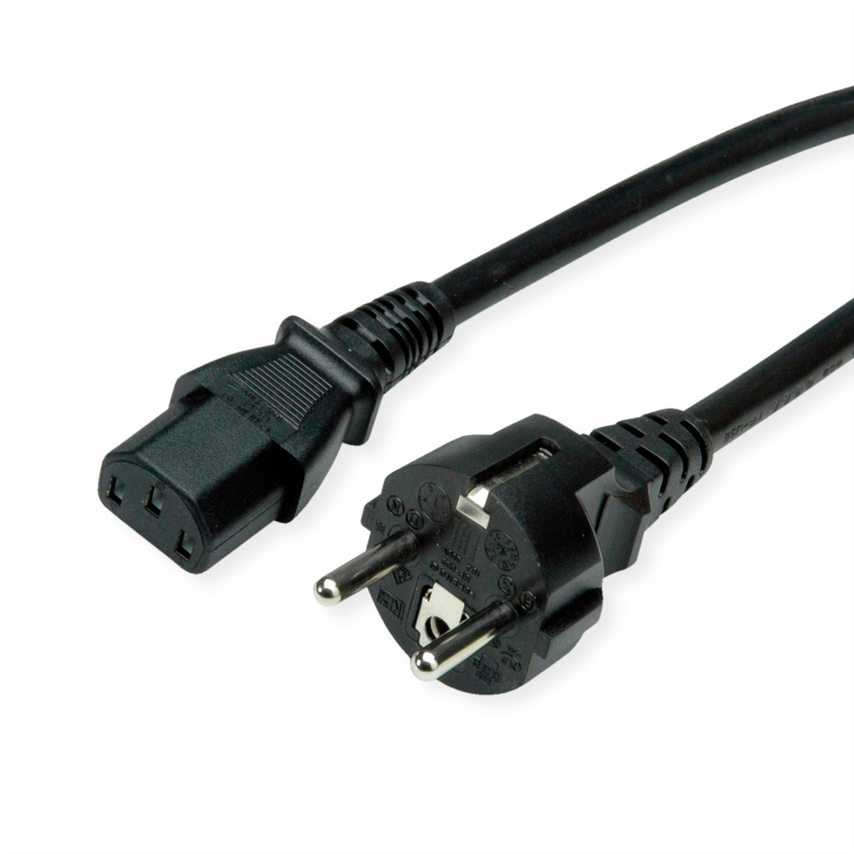 VALUE Netzkabel, IEC-Buchse &, CEE7/7-Stecker gerade, schwarz, 0,6 m