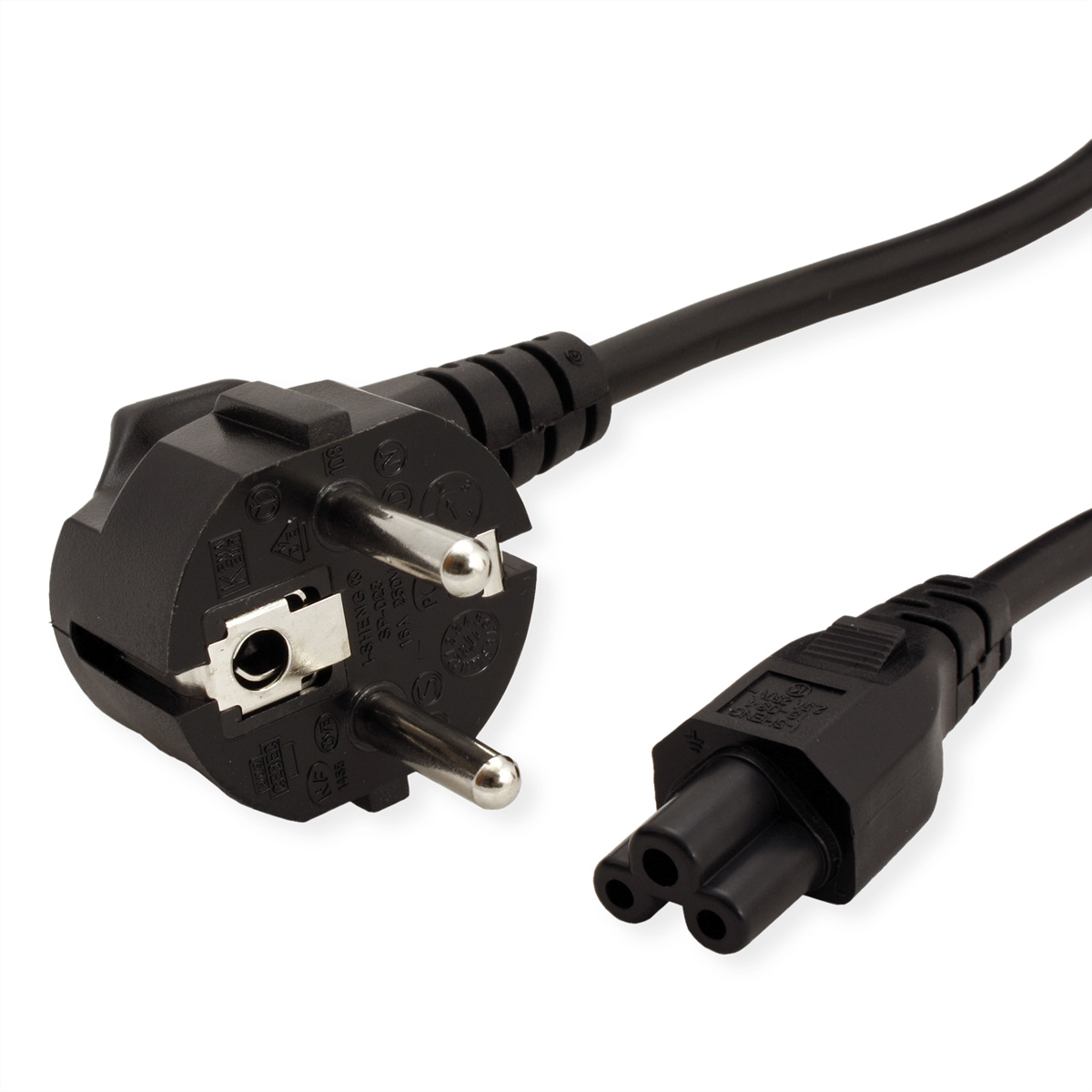 VALUE Netzkabel, 3pol. Notebook-Buchse, schwarz, 0,8 m