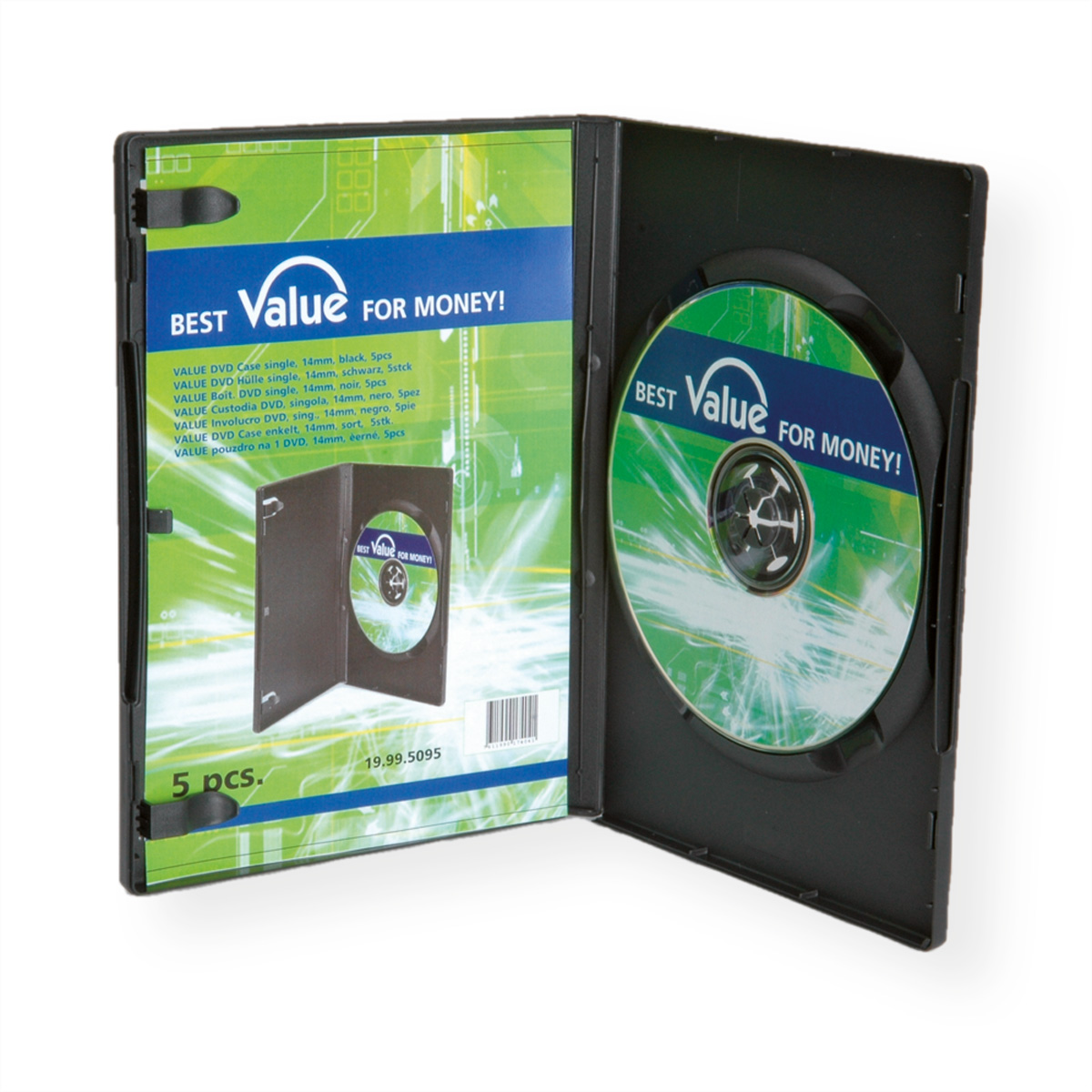VALUE DVD Hüllen, schwarz, 14mm, 5er Pack