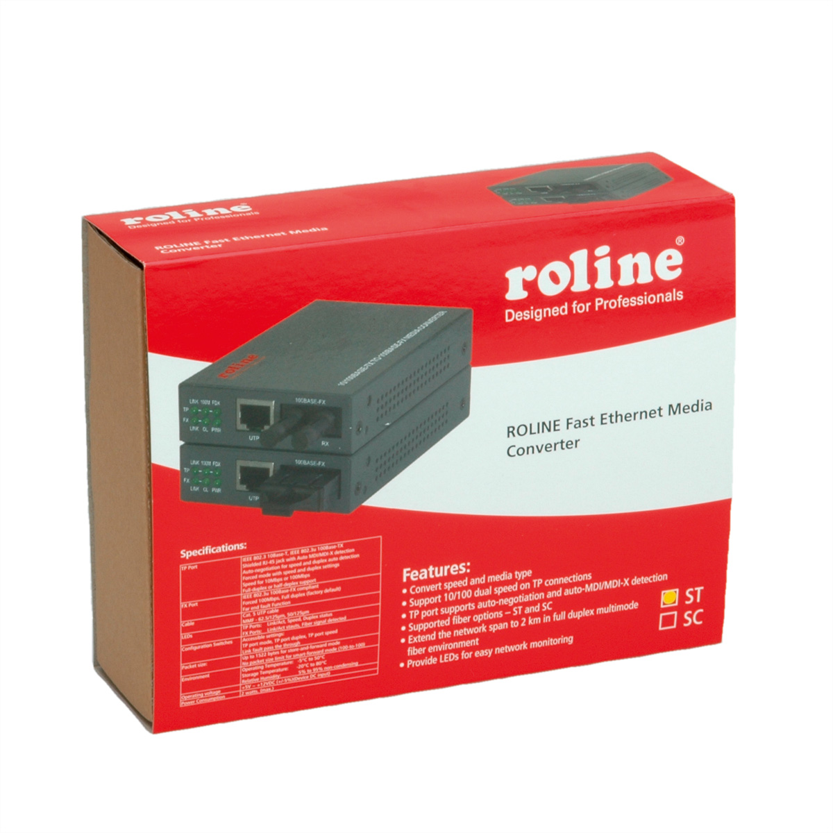 ROLINE Fast Ethernet Konverter RJ45/ST