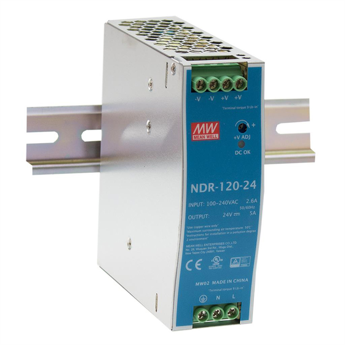 MEAN WELL Hutschienen-Netzteil (DIN-Rail) Mean Well NDR-120-24 24 V/DC 5 A 120 W 1 x