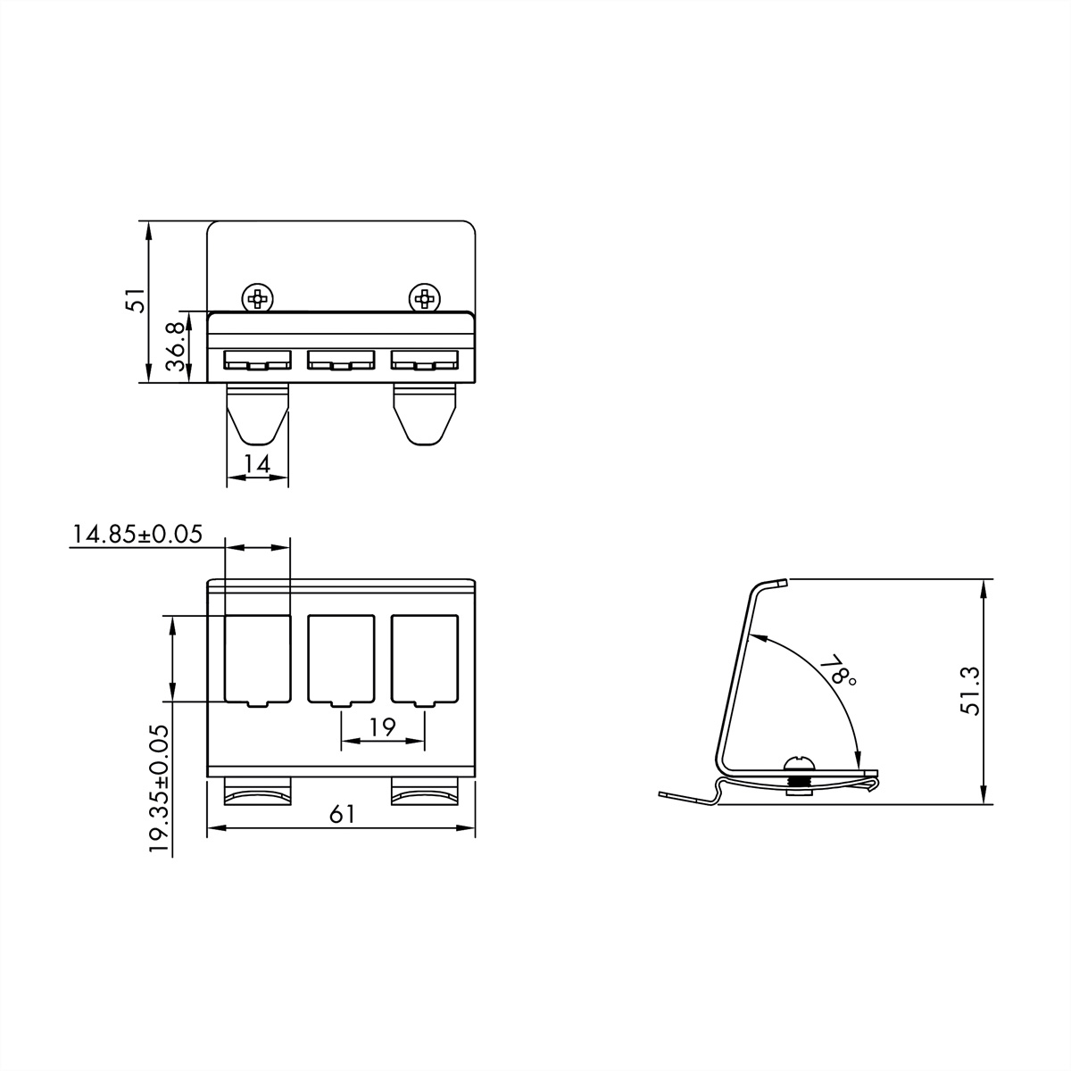 ROLINE Hutschienen-Adapter unbestückt, für 3 Keystones