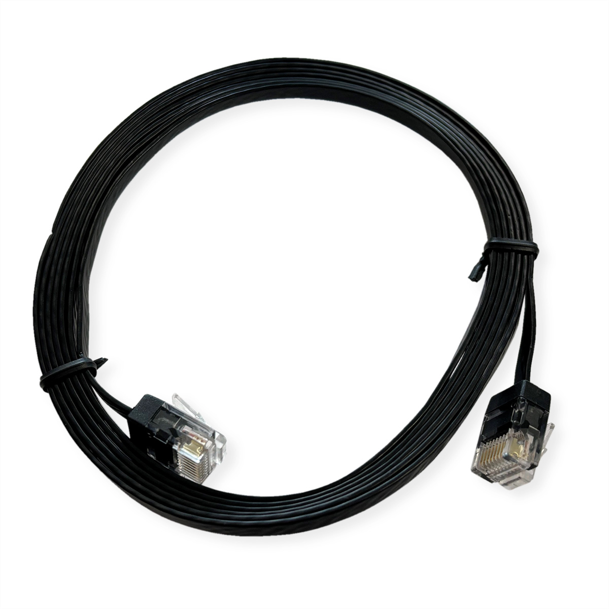 ROLINE UTP Patchkabel Kat.6A (Class EA), extra-flach, schwarz, 0,5 m