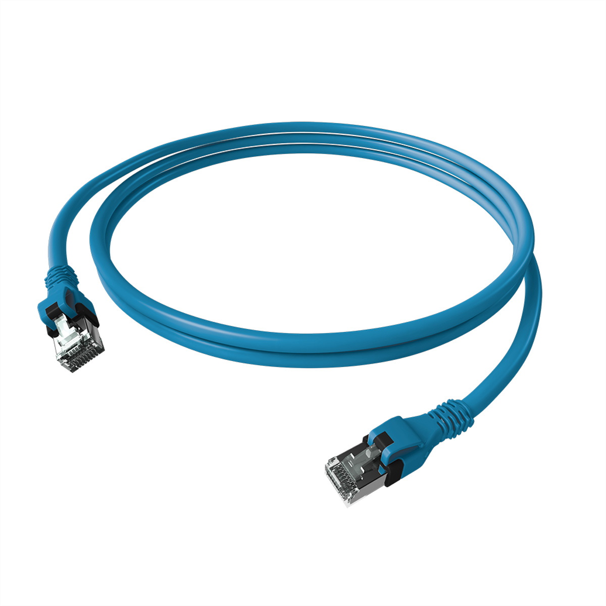 EasyLan DualBoot PushPull IP20 Patchkabel, Kat.6A (Class EA), S/FTP, blau, 0,5 m